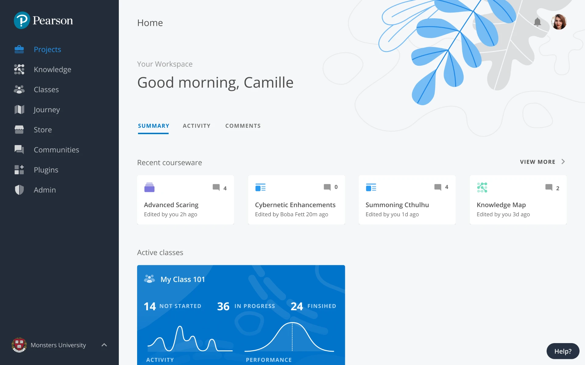 Pearson Workspace — Home