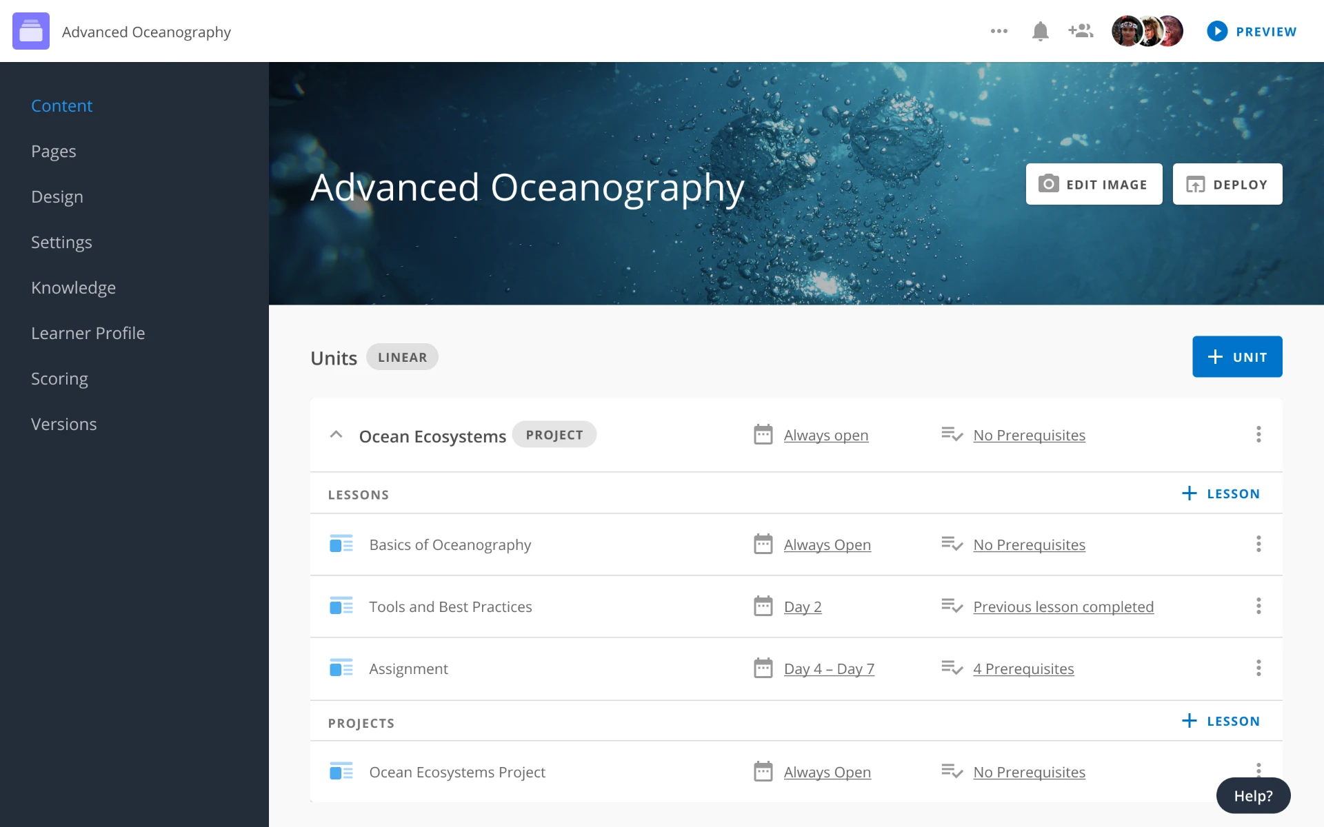 Pearson course builder screen