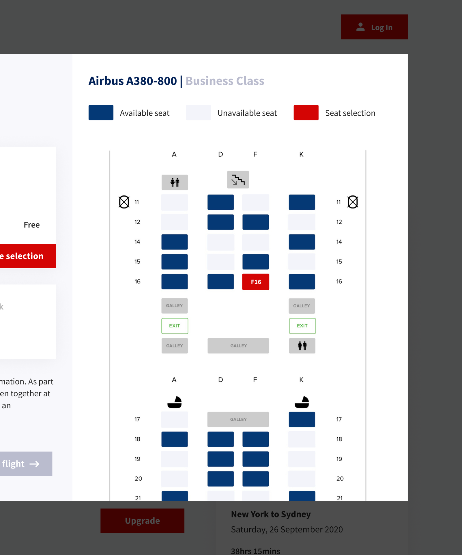 Seat map on tablet