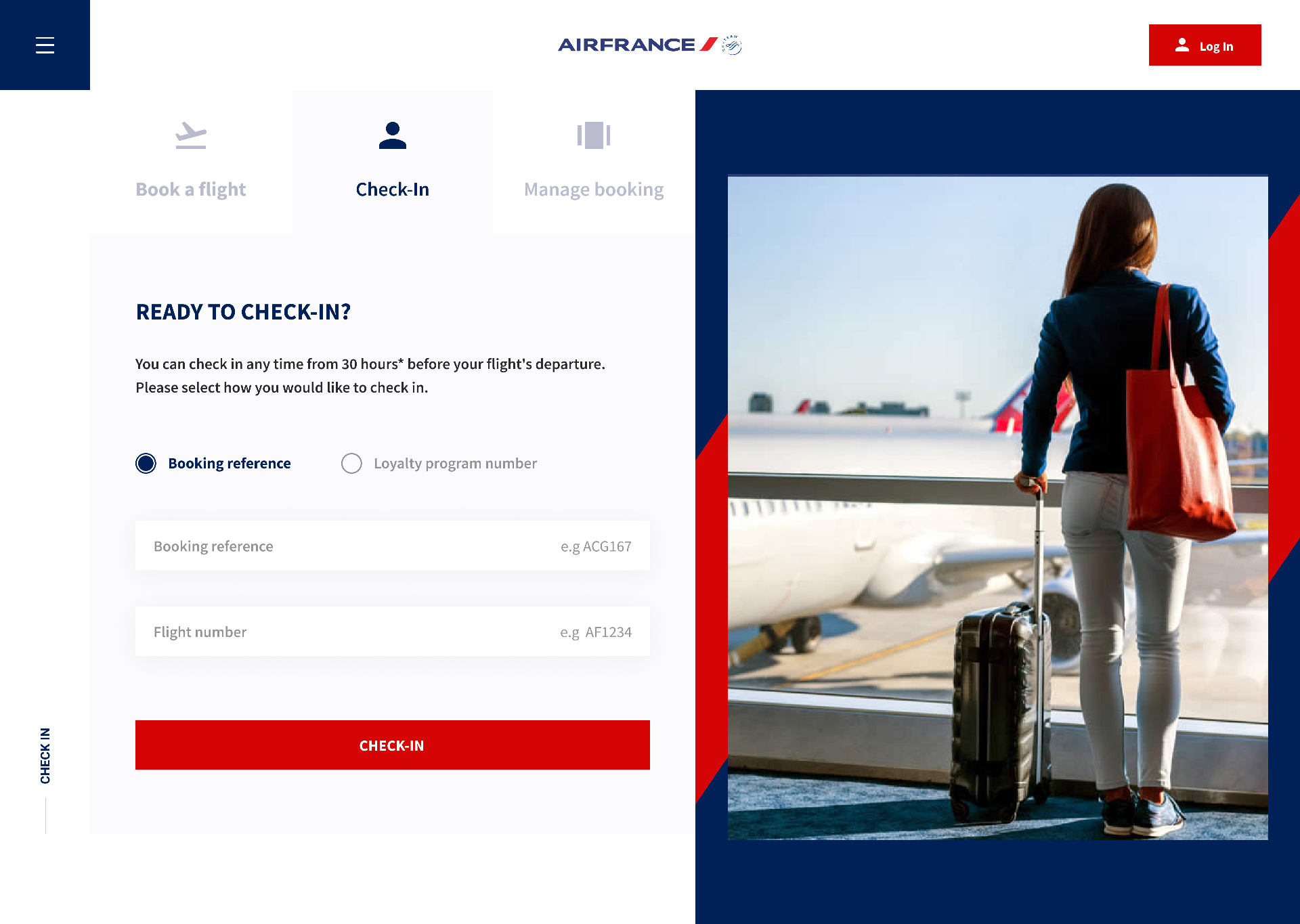 Air France check-in screen