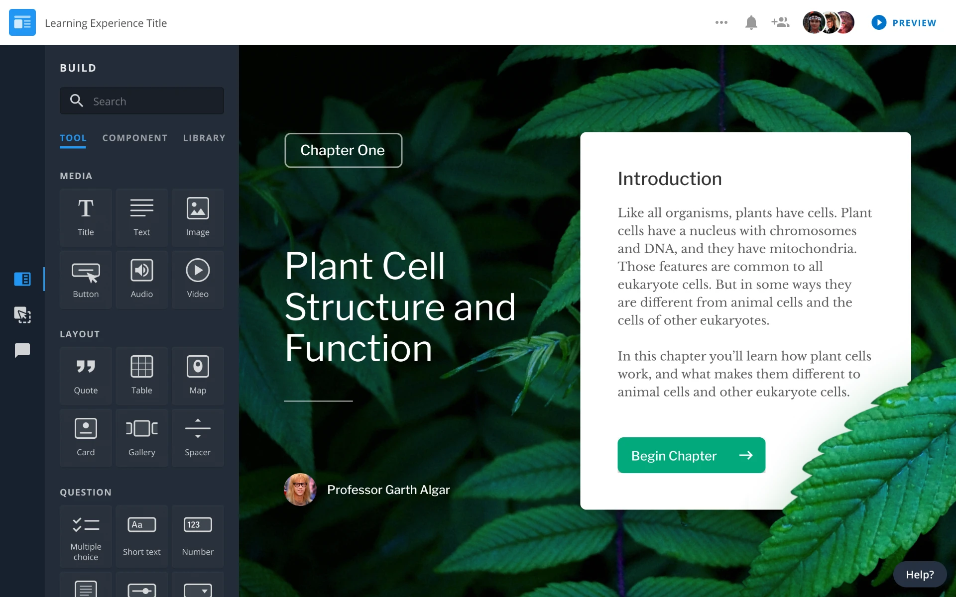 Pearson lesson builder screen