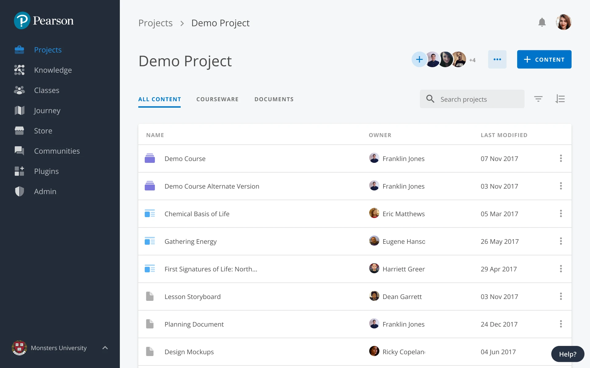 Pearson workspace screen