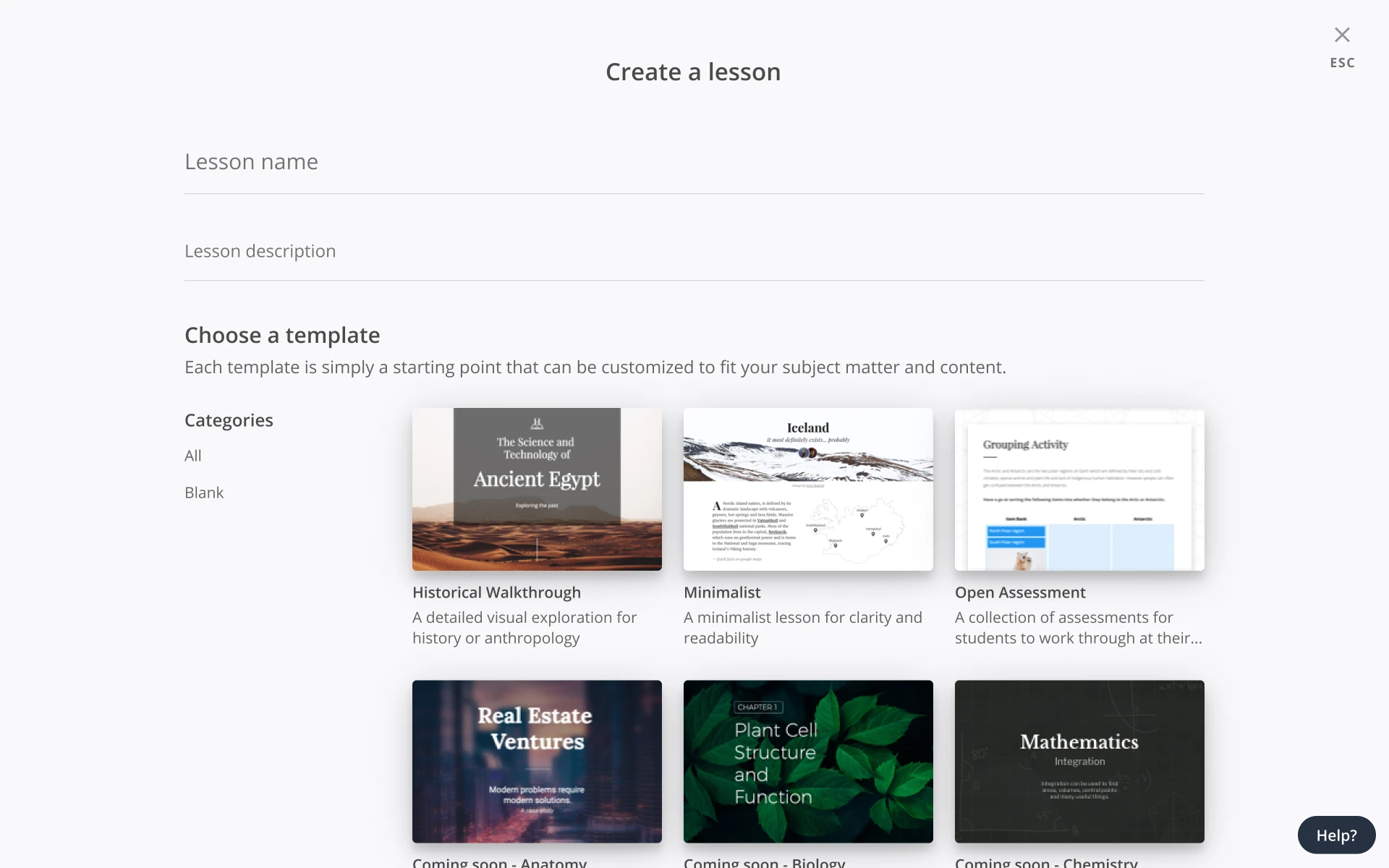 Pearson lesson template authoring screen
